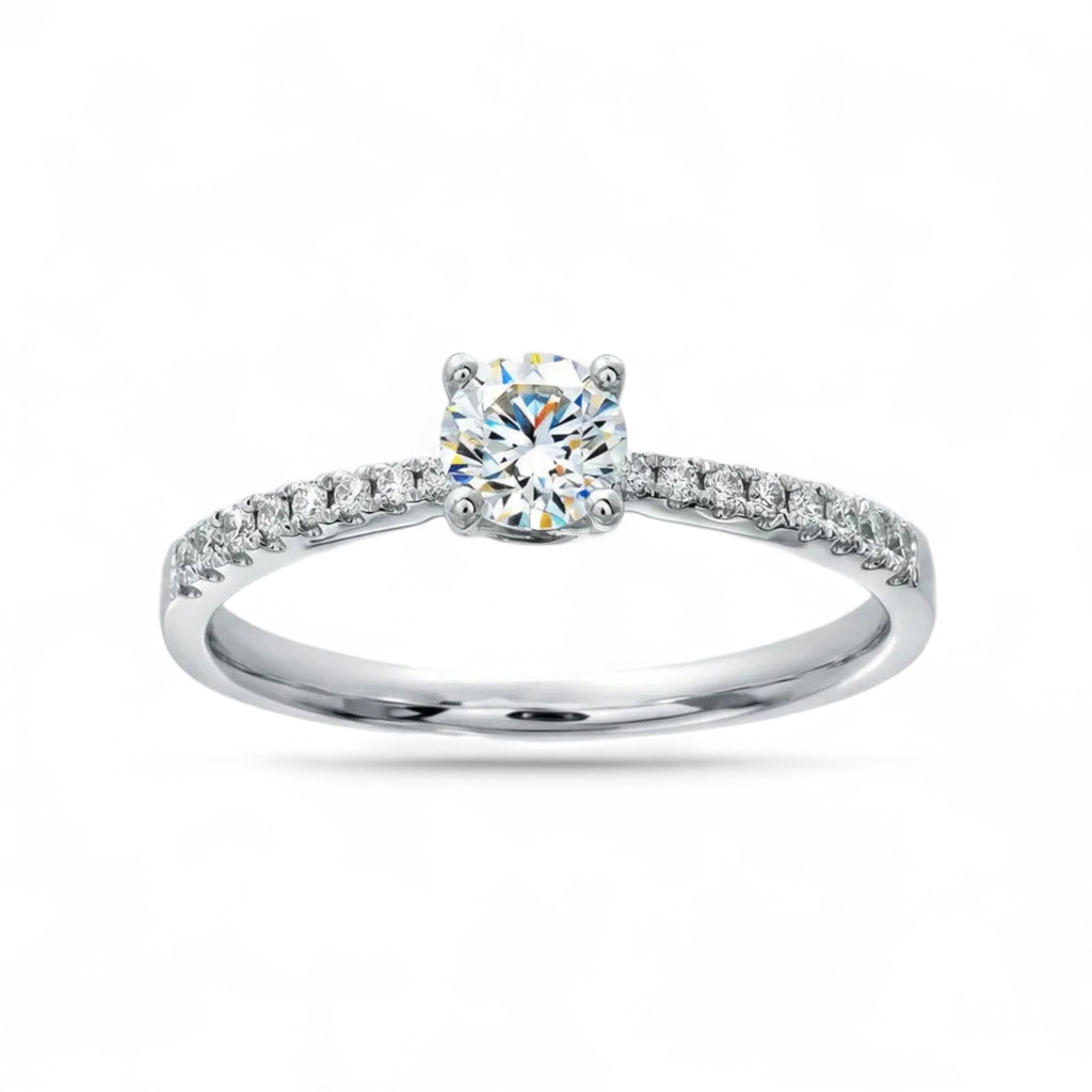 18K White Gold Round Brilliant Cut Diamond Engagement Ring