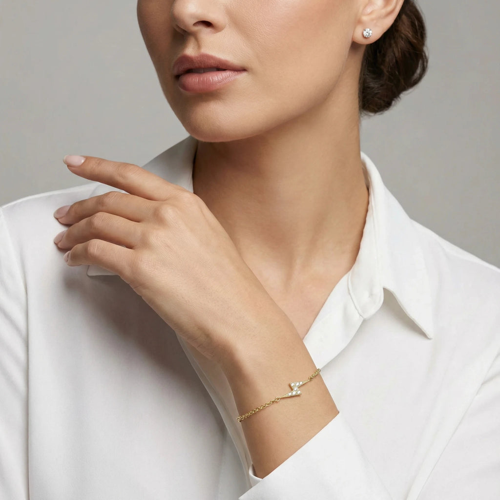 14K Yellow Gold Lightning Diamond Bracelet