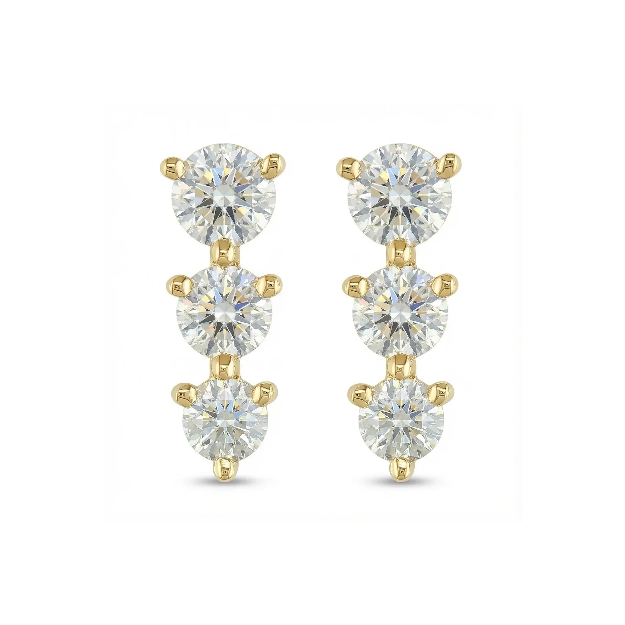 BeBling Modern Graduated Diamond Studs 14K Yellow Gold Front View