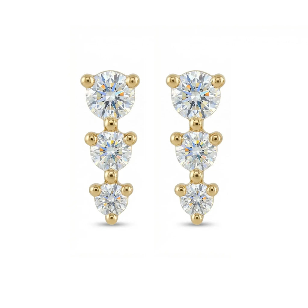 BeBling Graduated Diamond Studs 14K Yellow Gold Front View