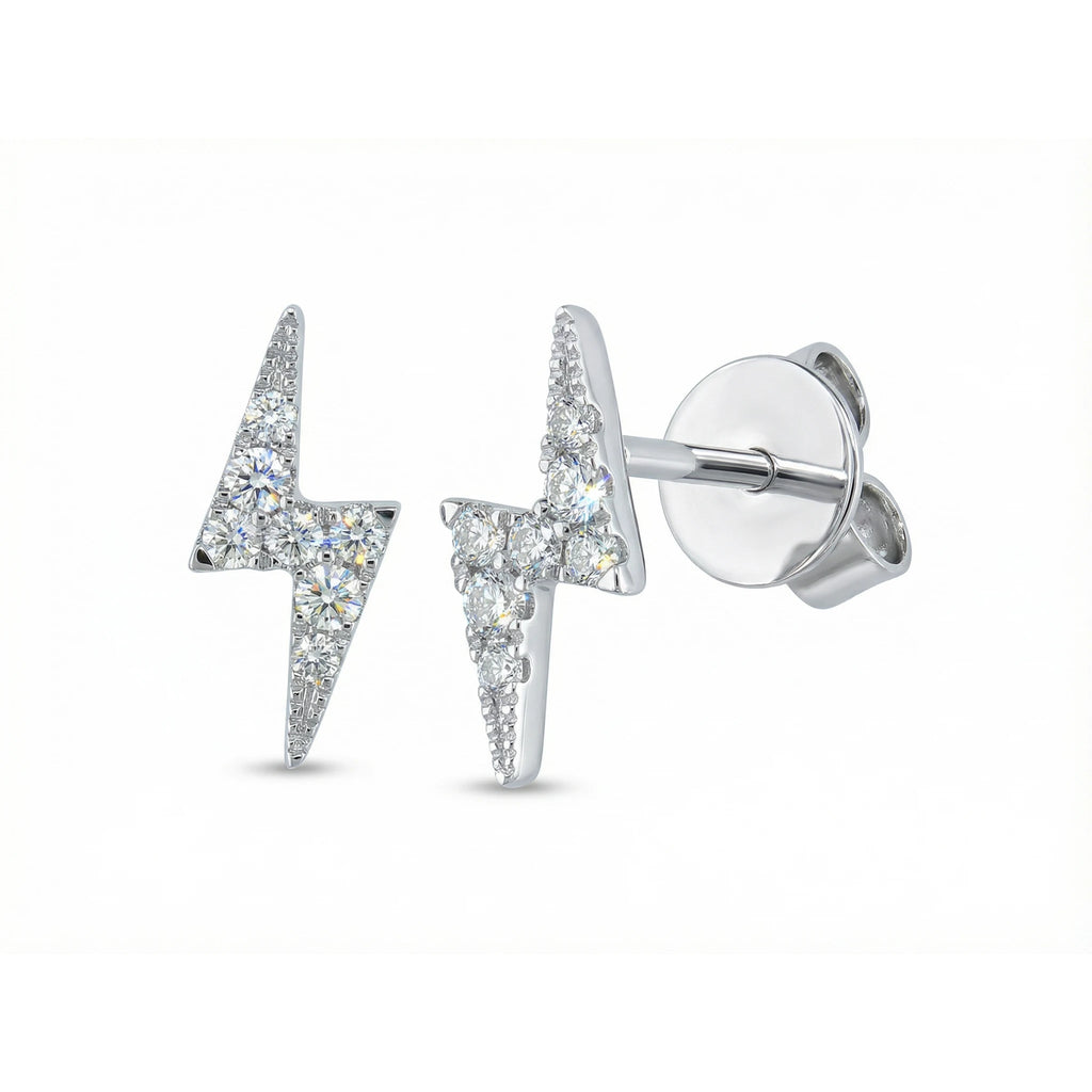 14K White Gold Lightning Diamond Stud Earrings