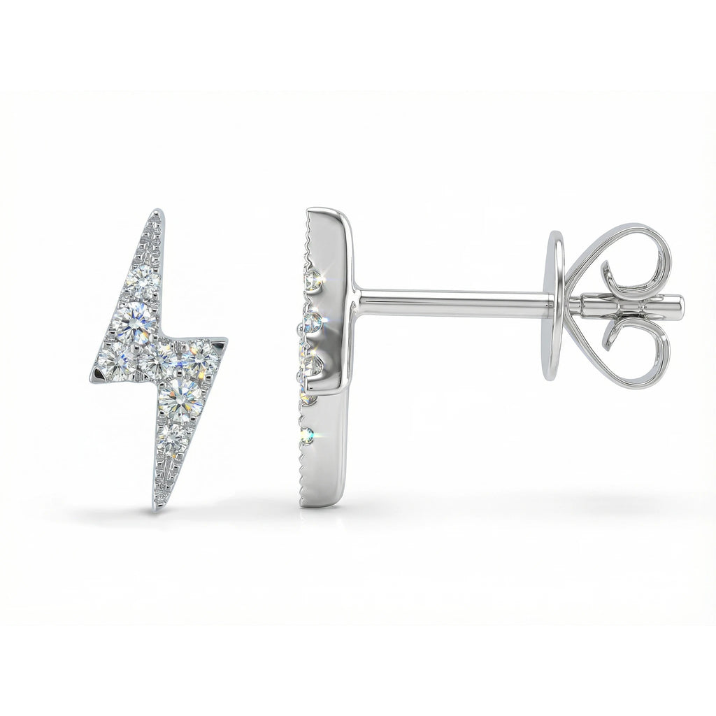 14K White Gold Lightning Diamond Stud Earrings