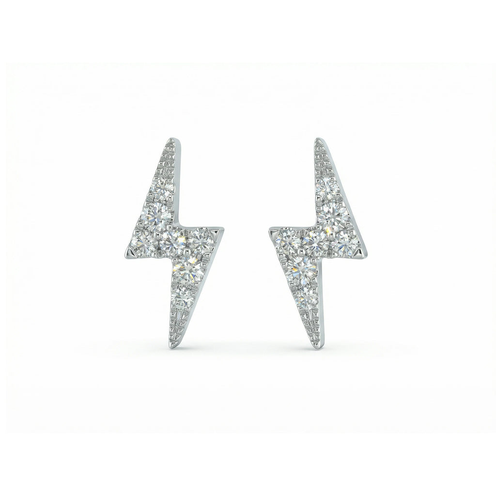 14K White Gold Lightning Diamond Stud Earrings
