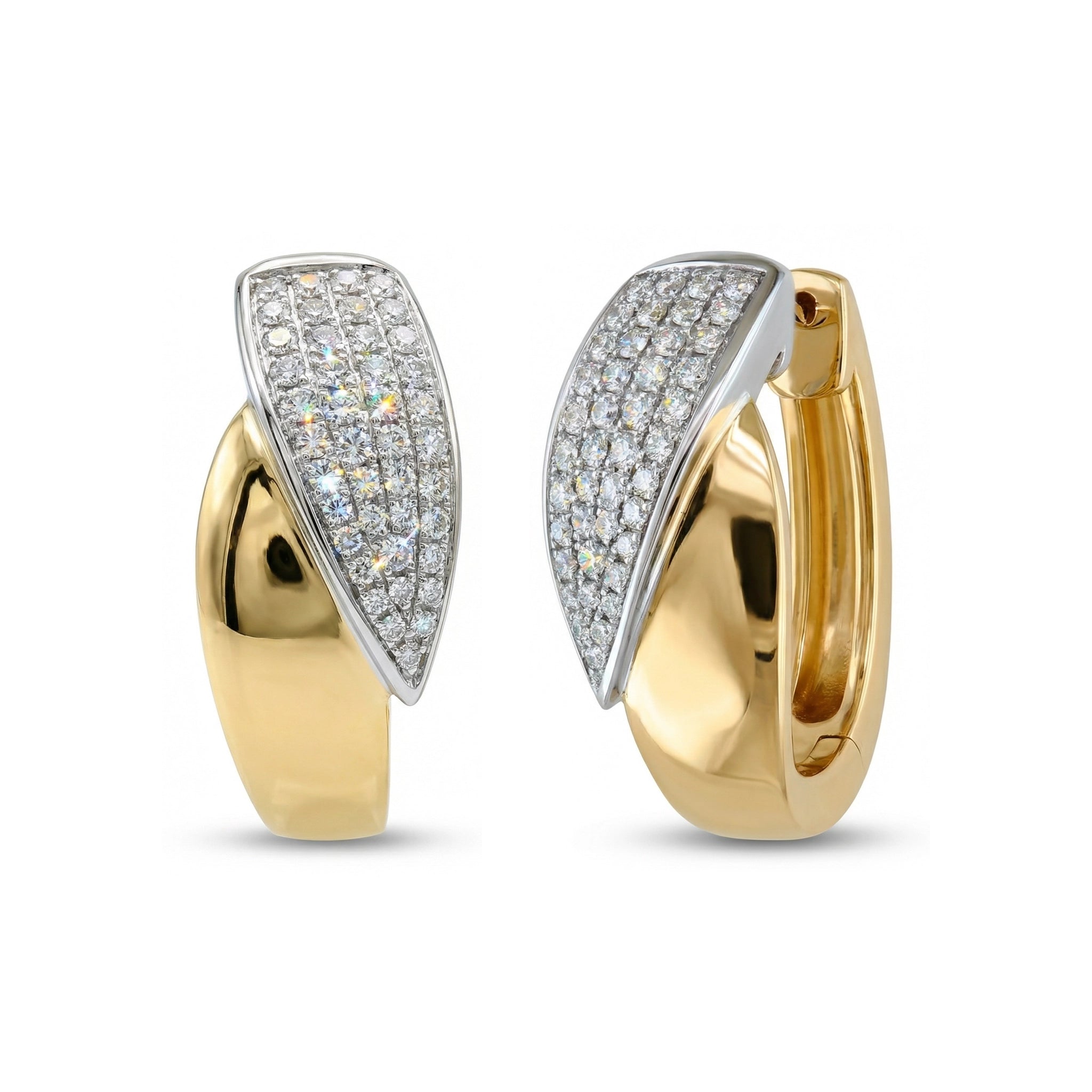 BeBling 14K Two-Tone Gold Diamond Bypass Hoop Earrings side view