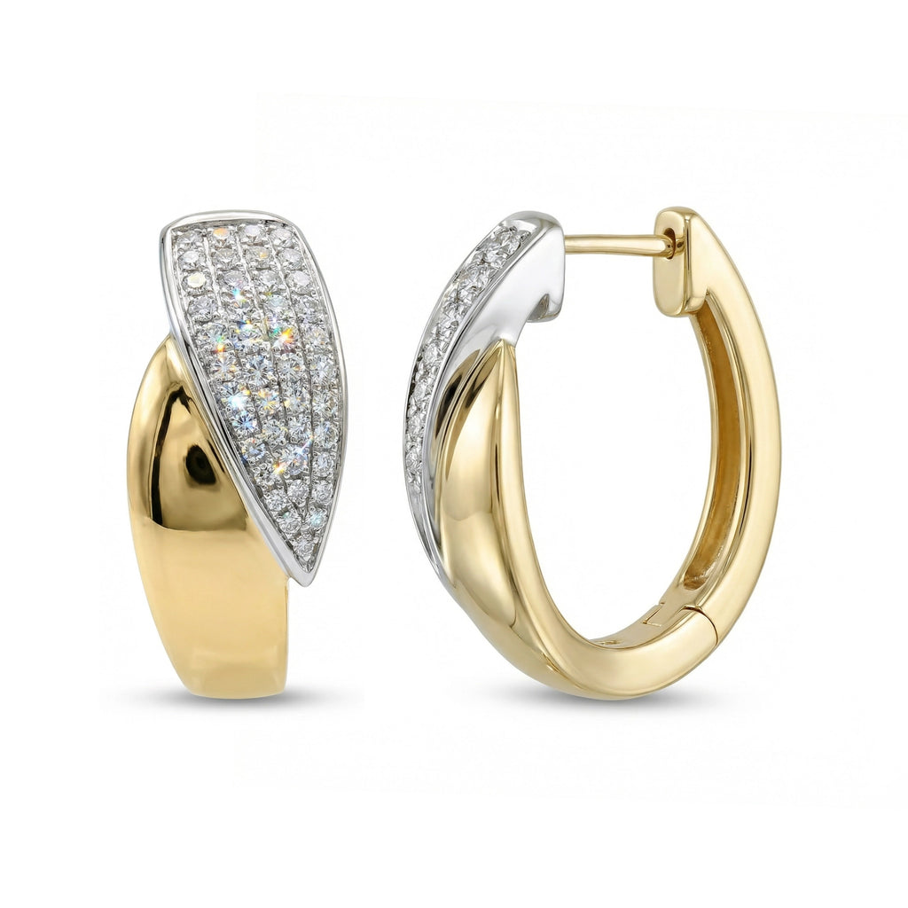 BeBling 14K Two-Tone Gold Diamond Bypass Hoop Earrings side view