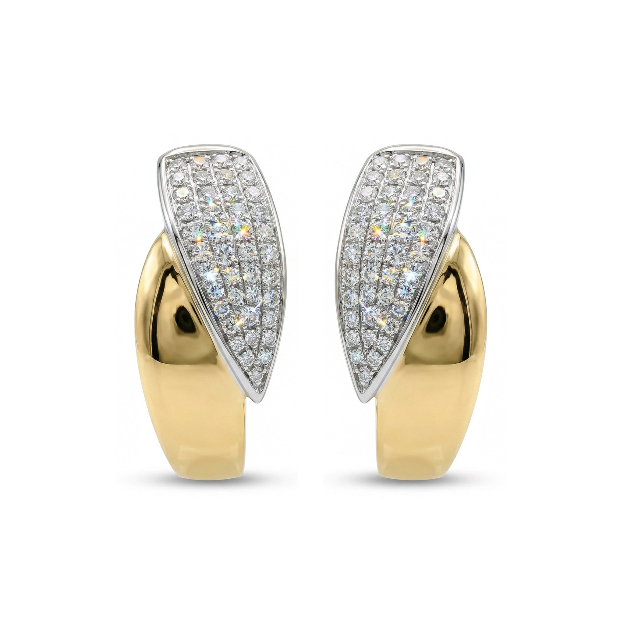 BeBling 14K Two-Tone Gold Diamond Bypass Hoop Earrings front view