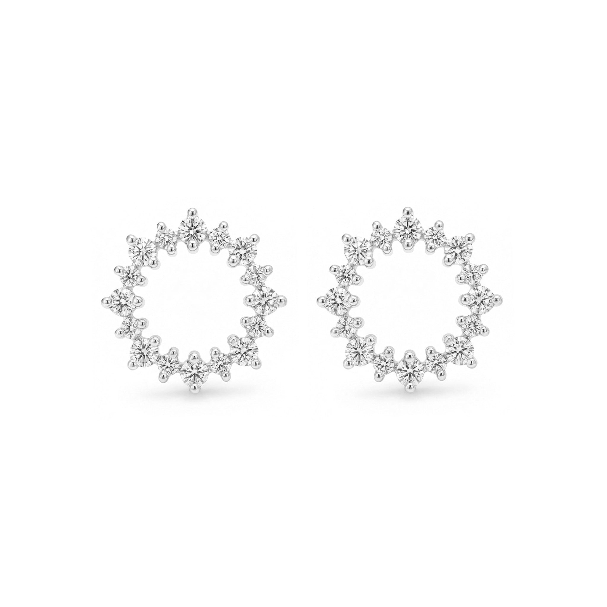 14K Yellow Gold Diamond Sunflower Stud Earrings