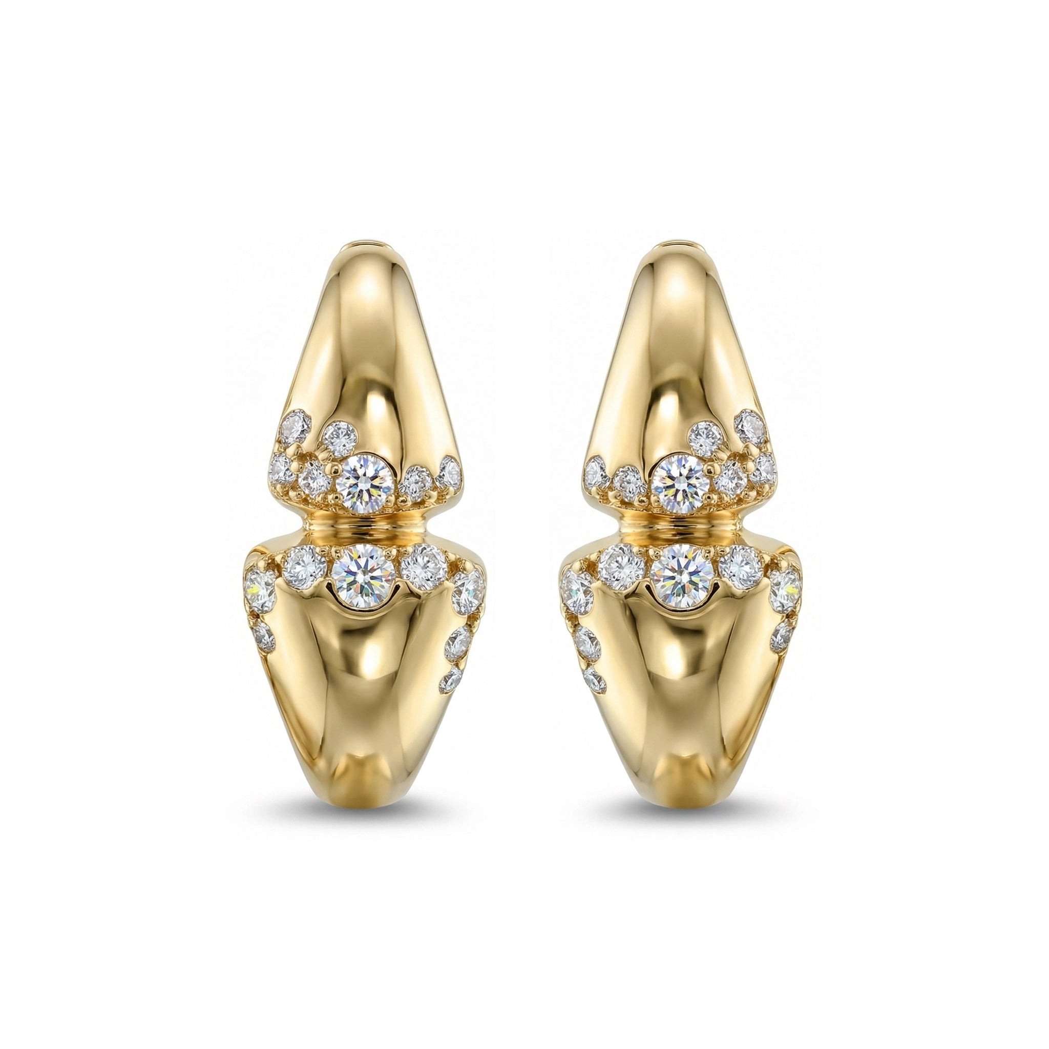 BeBling 14K Yellow Gold Diamond Dome Huggie Hoop Earrings front view