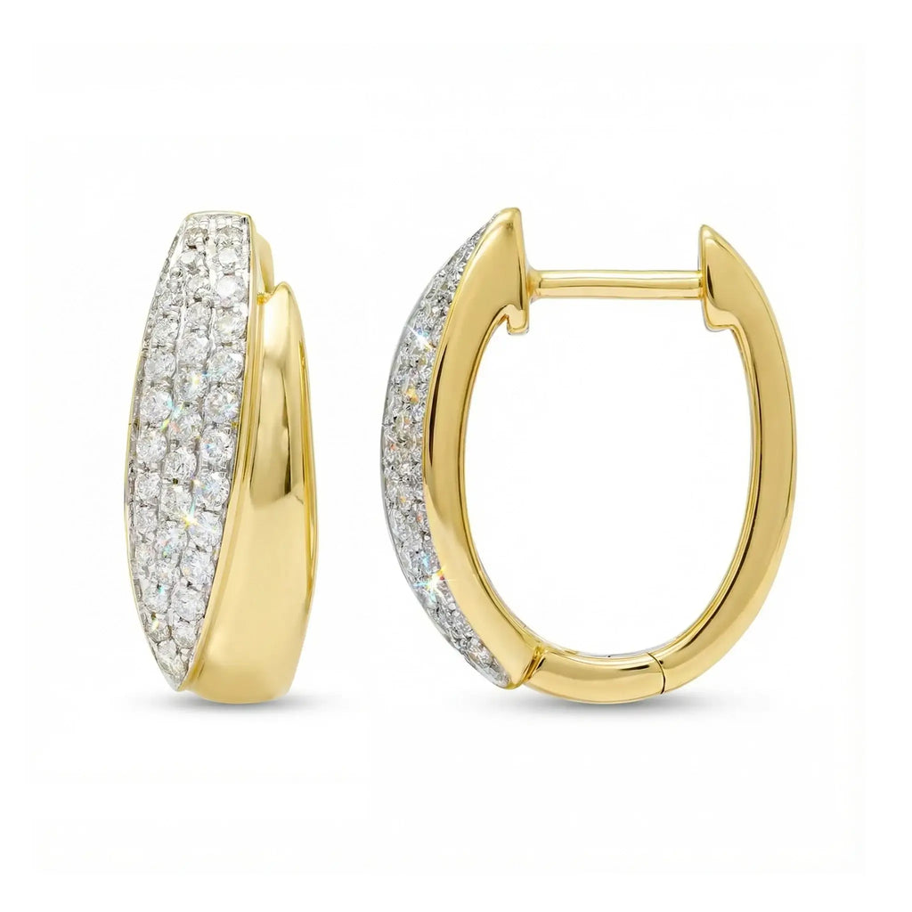 BeBling Ethical Diamond Huggie Hoops 14K Two-Tone Gold Side View