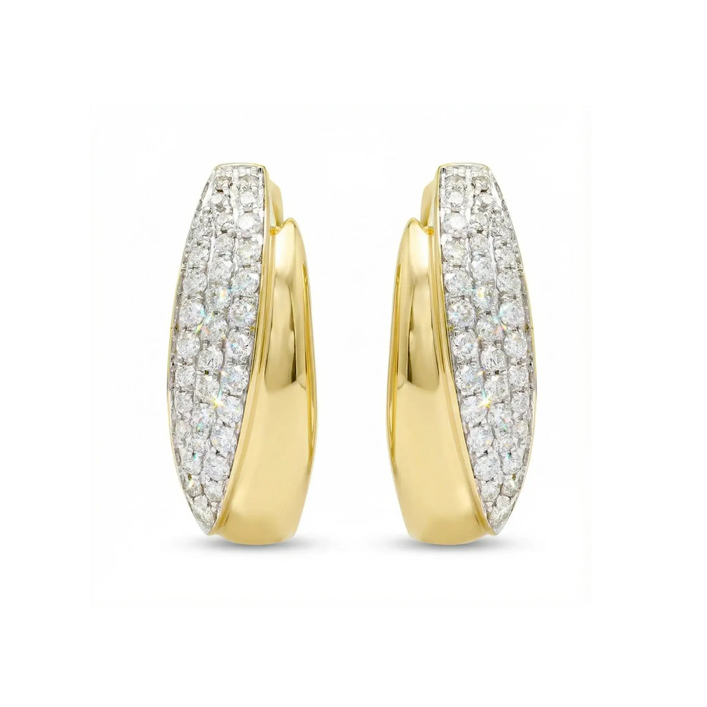 BeBling Ethical Diamond Huggie Hoops 14K Two-Tone Gold Front View