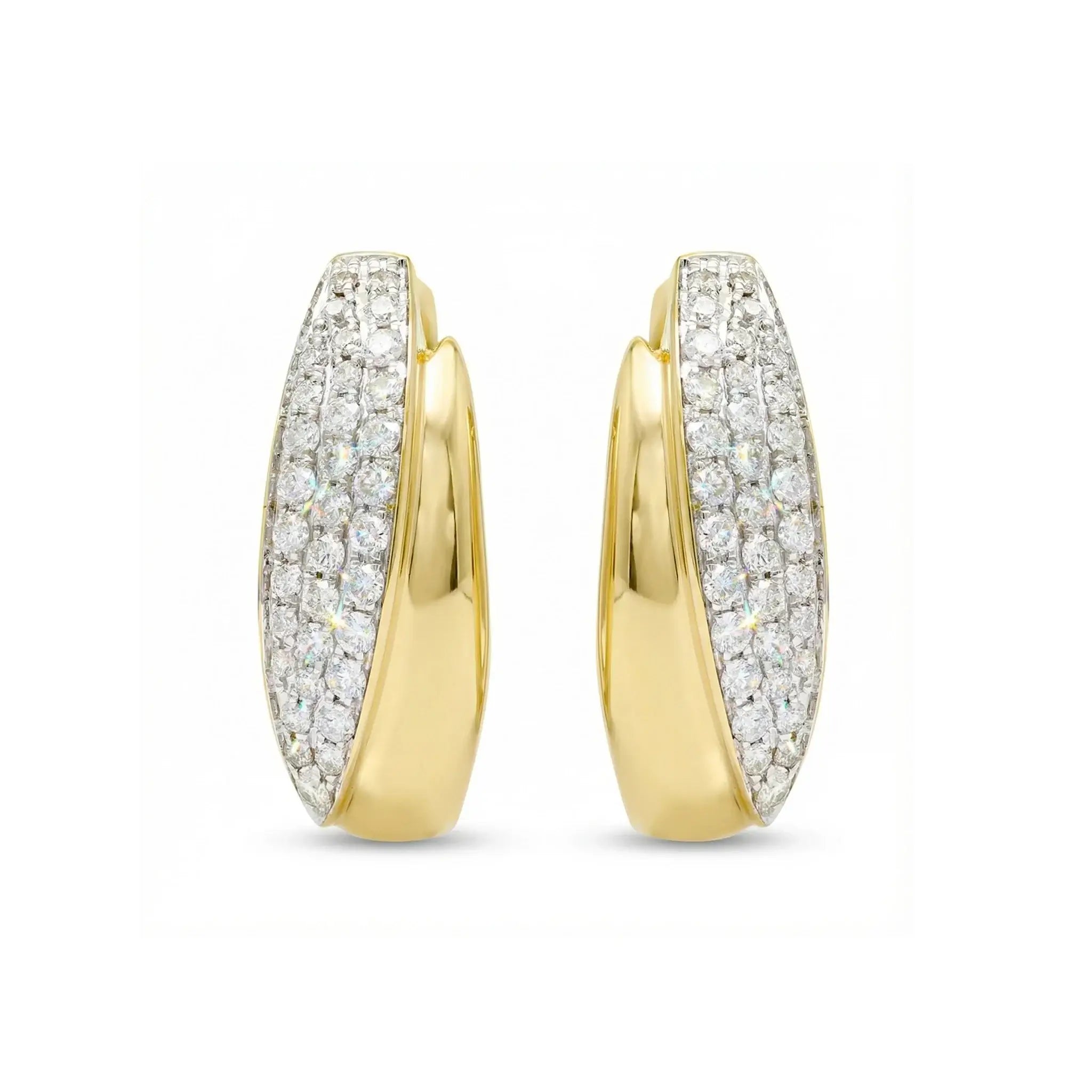 BeBling Ethical Diamond Huggie Hoops 14K Two-Tone Gold Front View