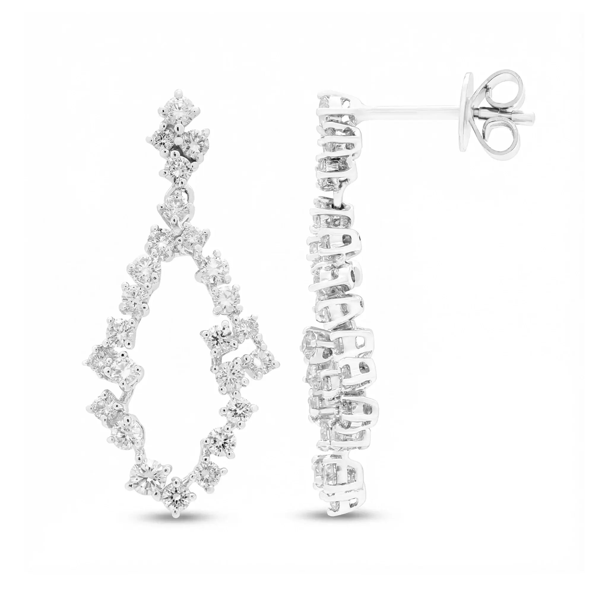 BeBling Sustainable Luxury Diamond Chandelier Earrings 14K Yellow Gold Front View - White Gold