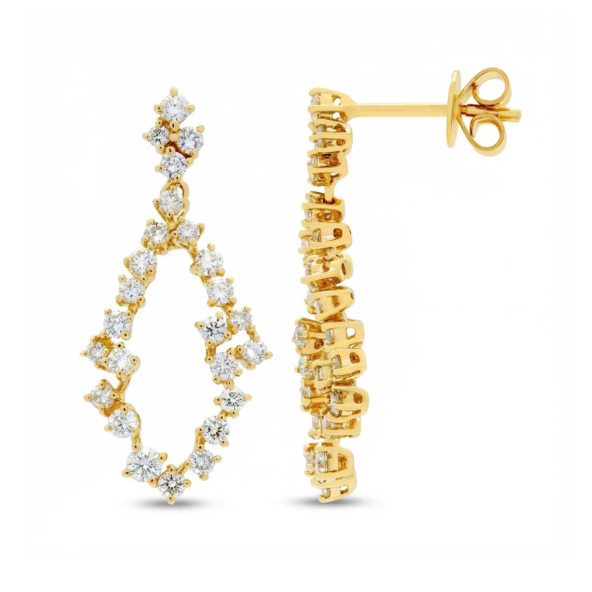BeBling Sustainable Luxury Diamond Chandelier Earrings 14K Yellow Gold Front View