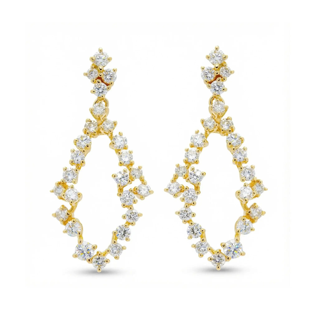 BeBling Sustainable Luxury Diamond Chandelier Earrings 14K Yellow Gold Front View