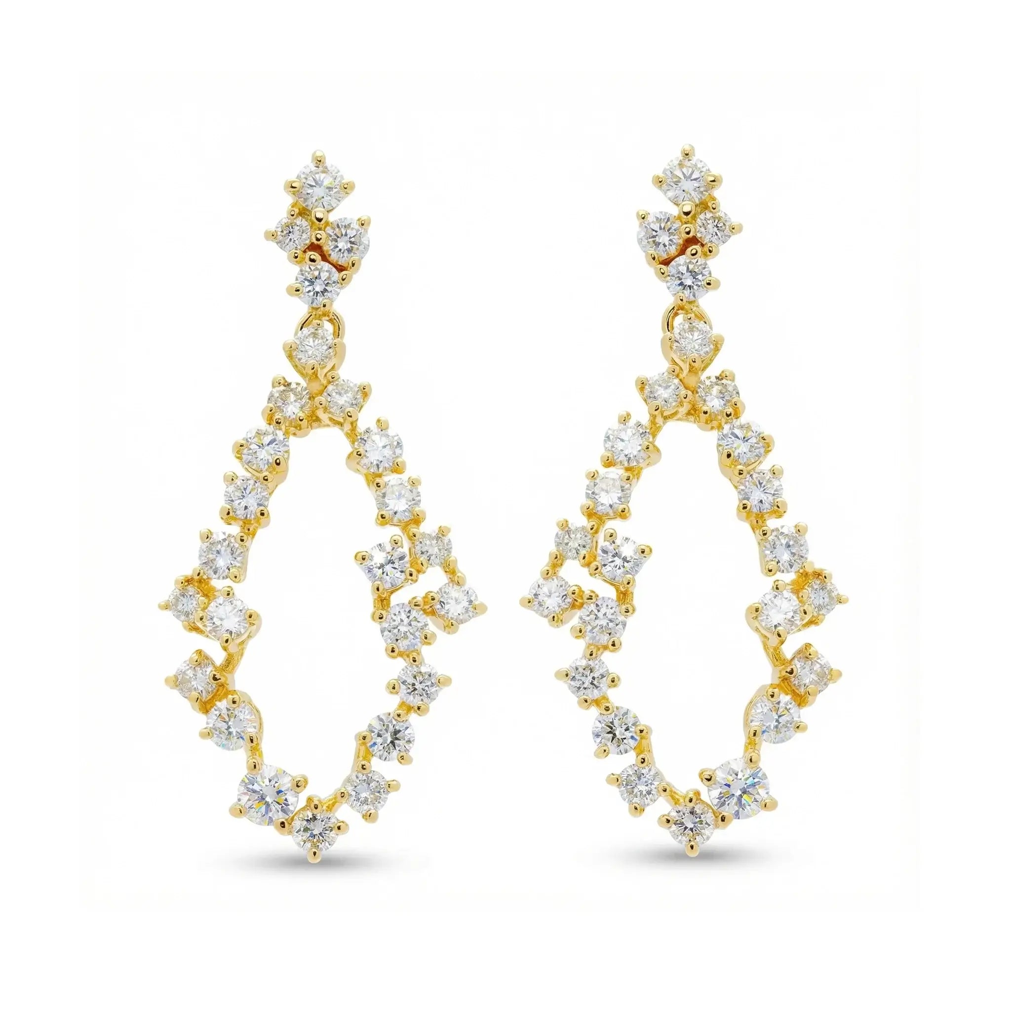 BeBling Sustainable Luxury Diamond Chandelier Earrings 14K Yellow Gold Front View