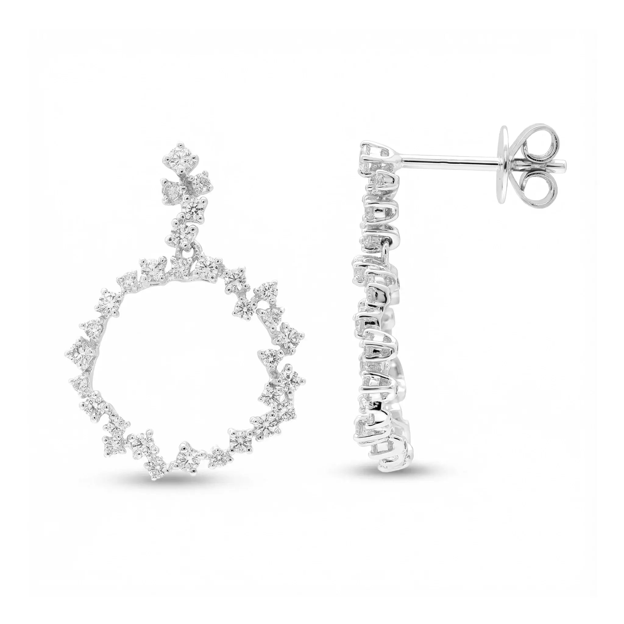 14K Yellow Gold Round Diamond Chandelier Earrings - white gold