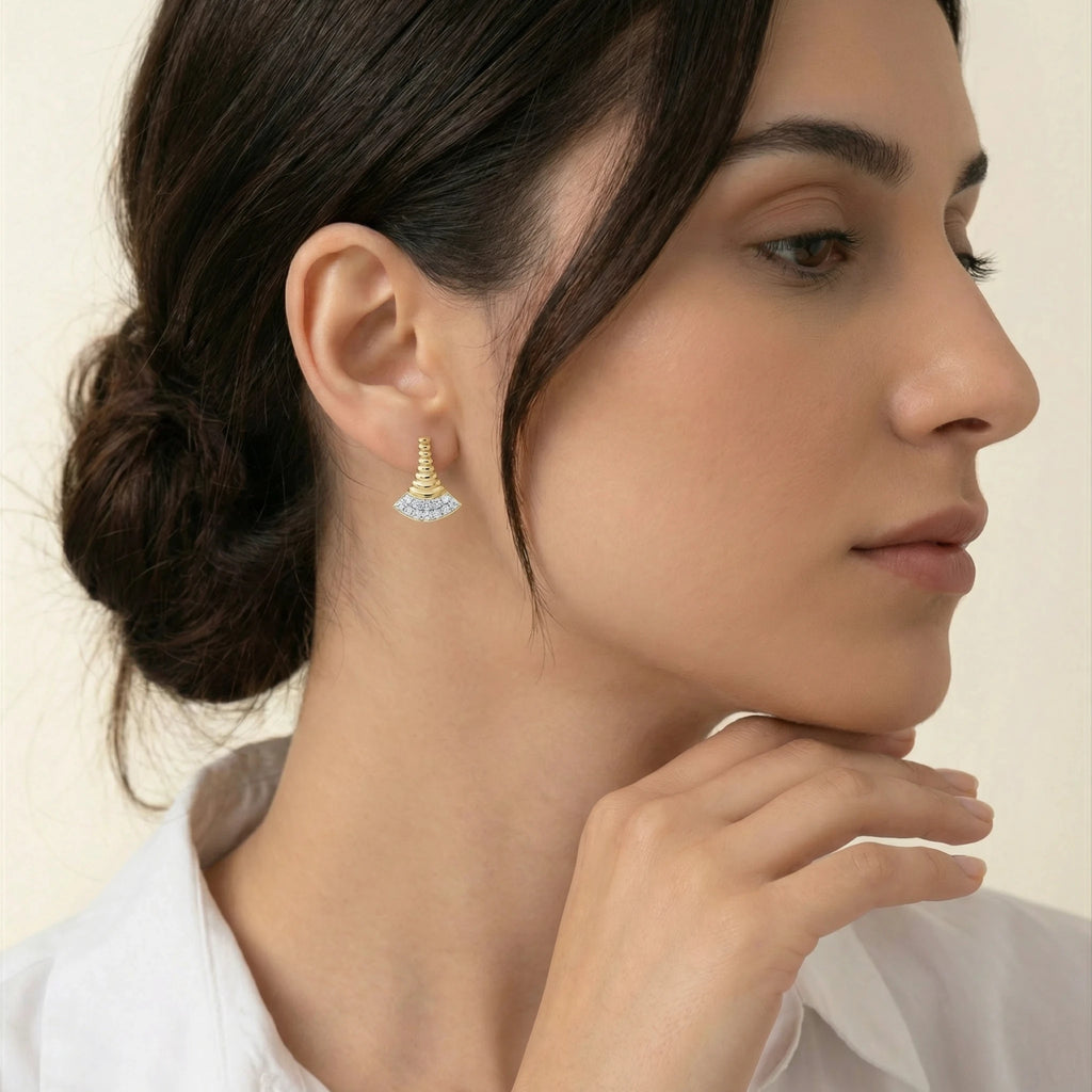 14K Yellow and White Gold Diamond Earrings