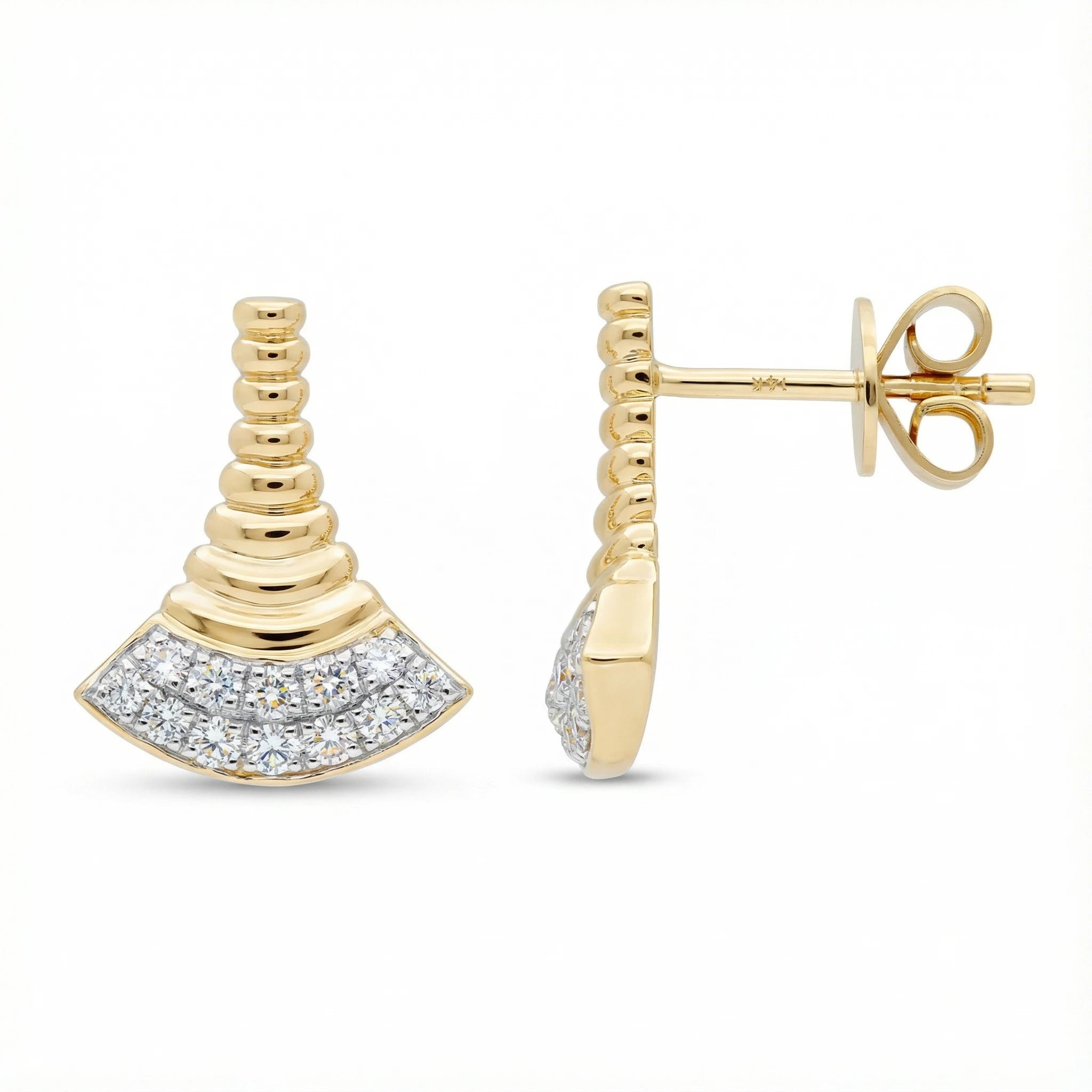 14K Yellow and White Gold Diamond Earrings