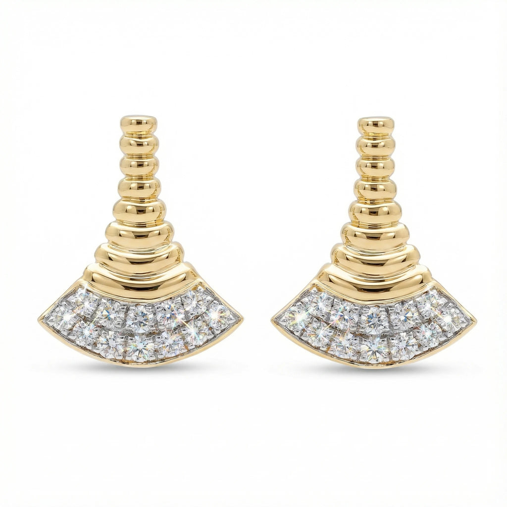 14K Yellow and White Gold Diamond Earrings