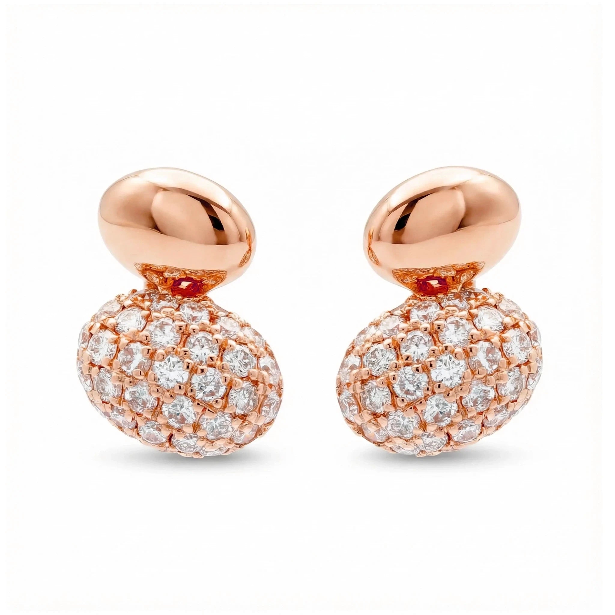 14K Yellow Gold Double Bead Diamond Stud Earrings