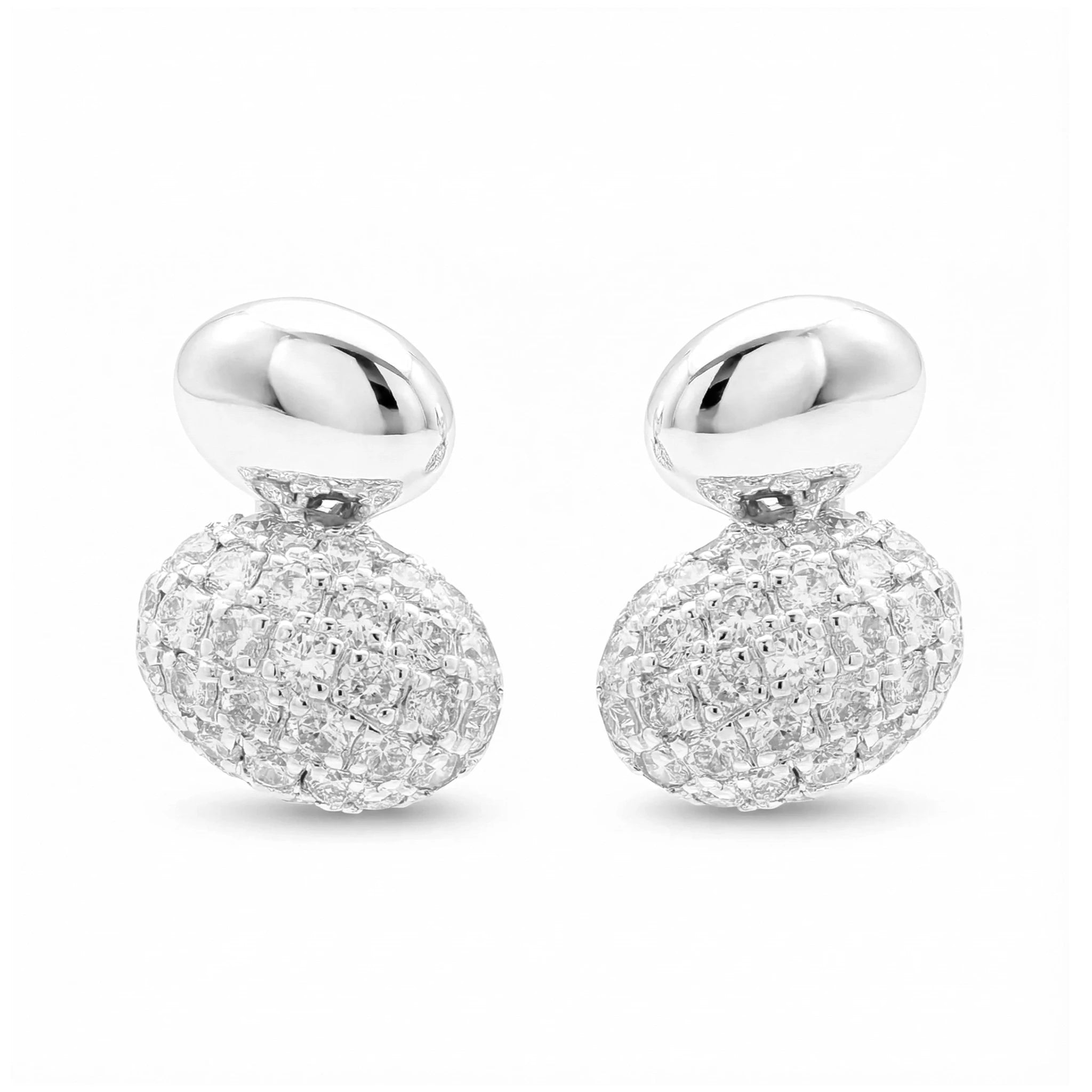 14K Yellow Gold Double Bead Diamond Stud Earrings