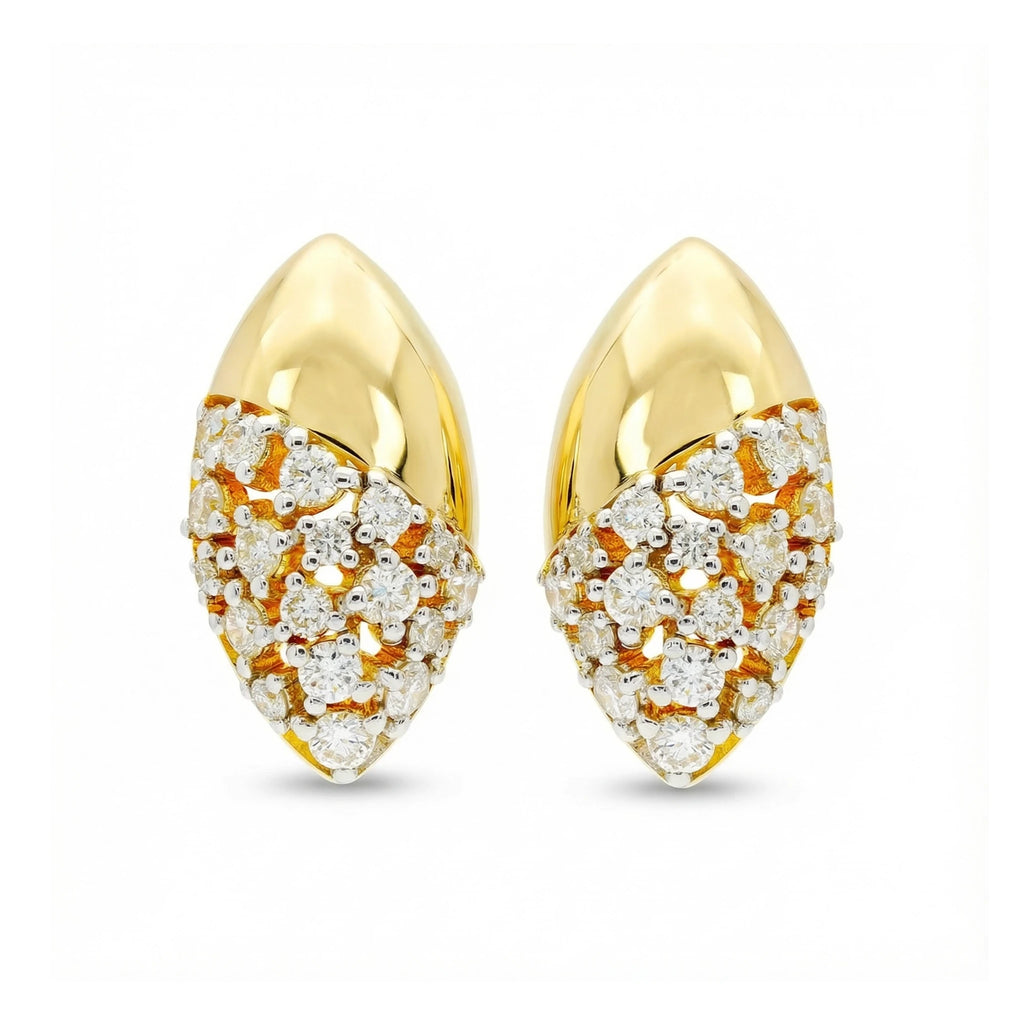 14K Yellow and White Gold Olive Diamond Earrings