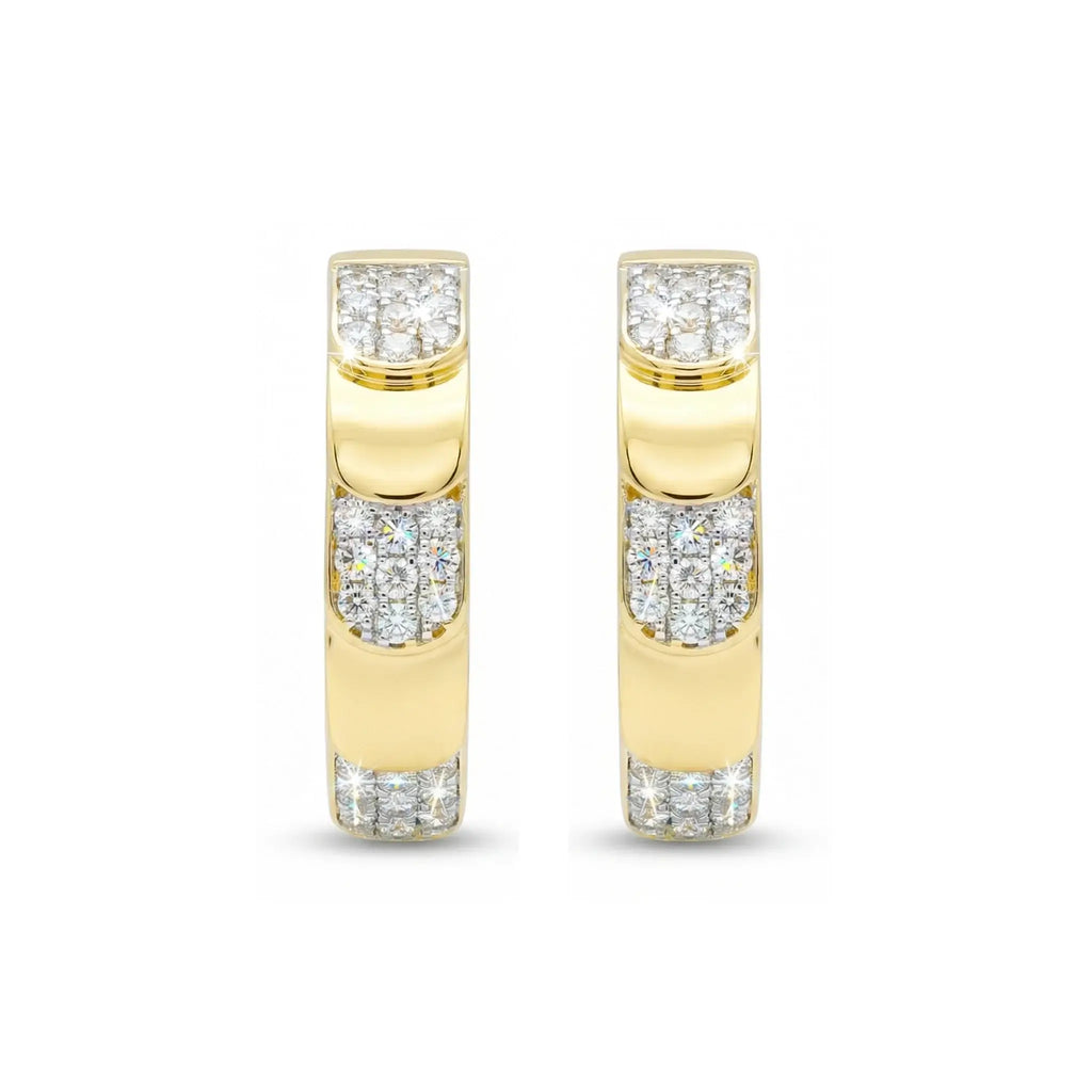14K Yellow Gold Diamond C Hoop Earrings