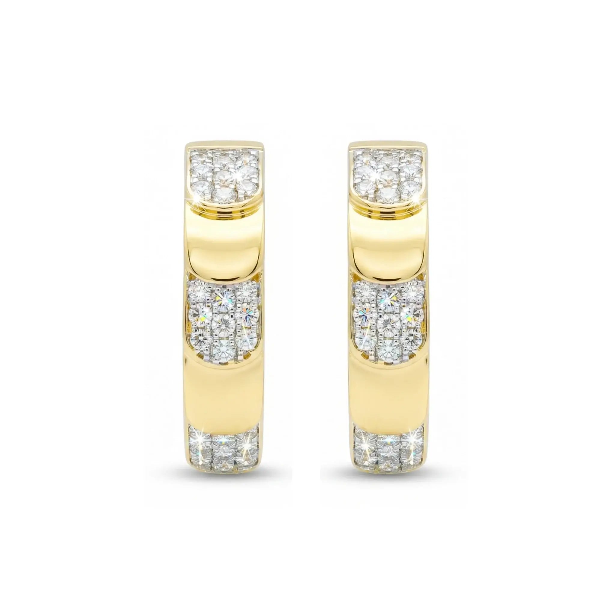 14K Yellow Gold Diamond C Hoop Earrings