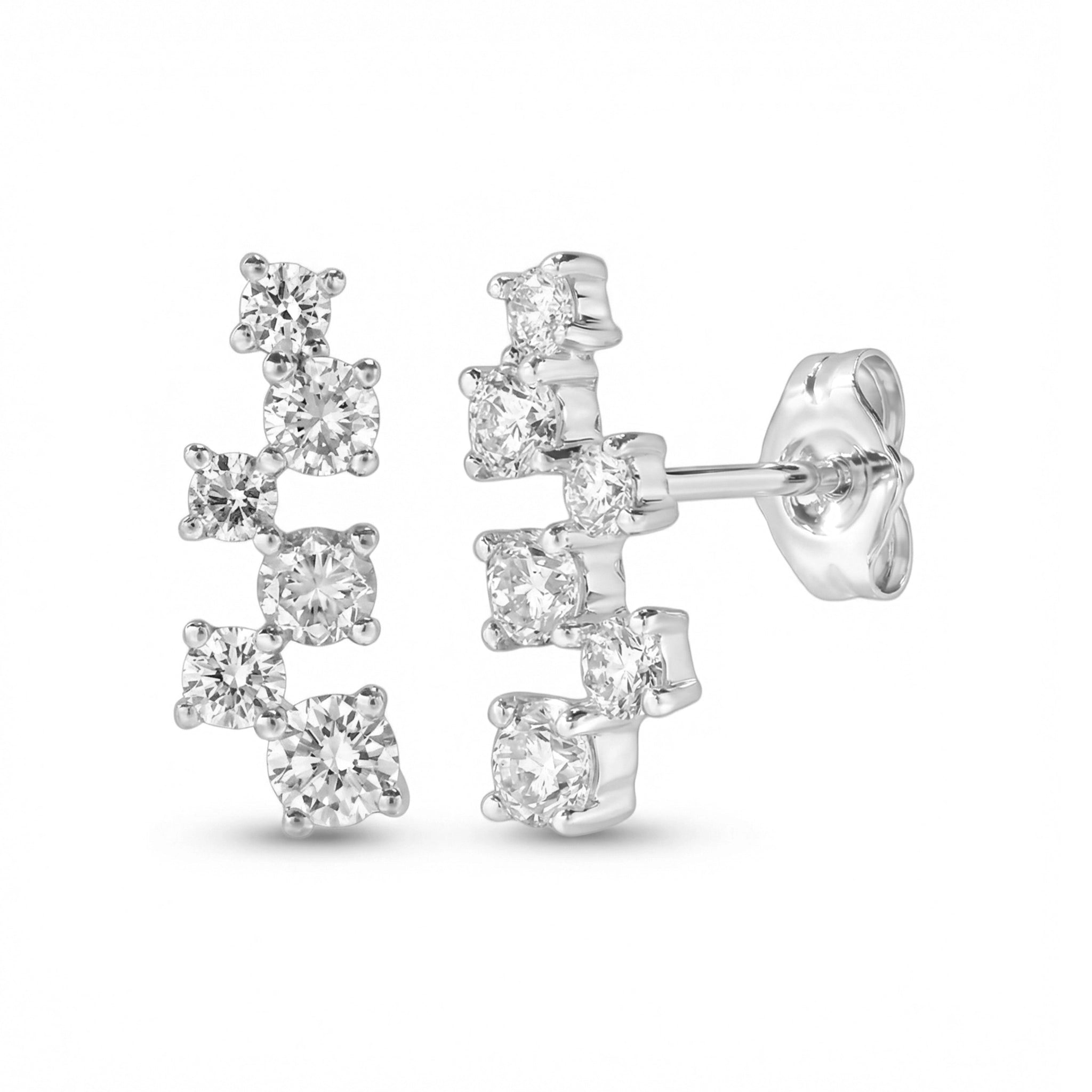 BeBling 14K White Gold 6 Stone Diamond Cluster Earrings side view