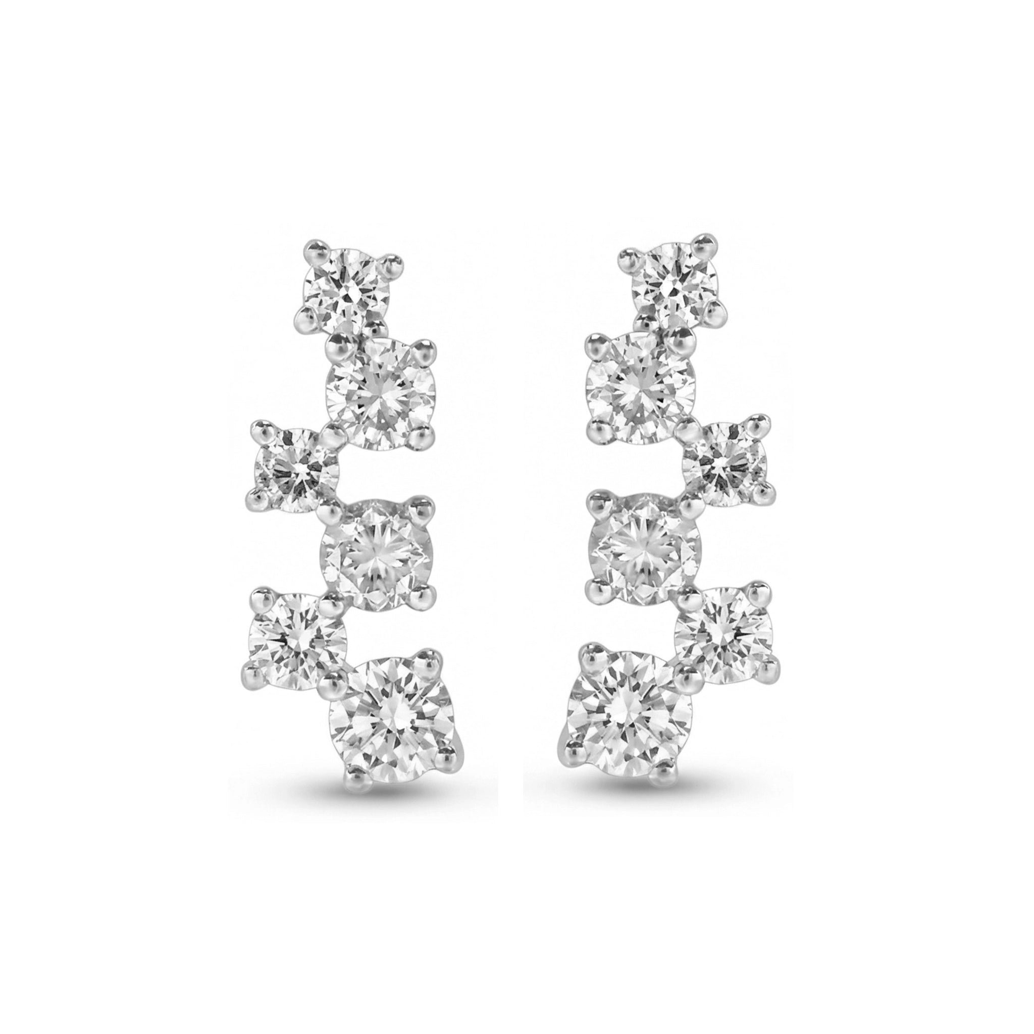 BeBling 14K White Gold 6 Stone Diamond Cluster Earrings front view