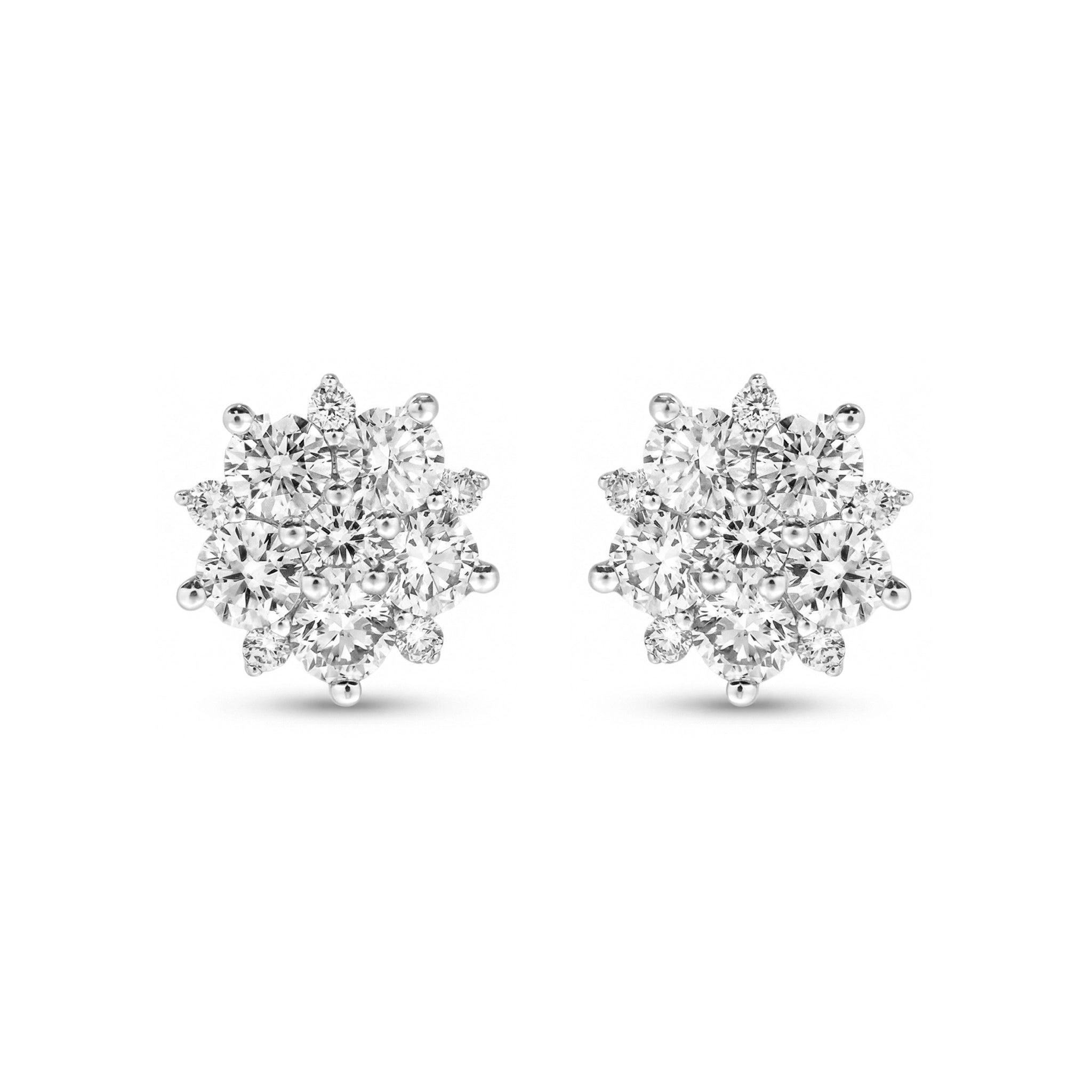 BeBling 14K Yellow Gold Diamond Flower Stud Earrings - front view