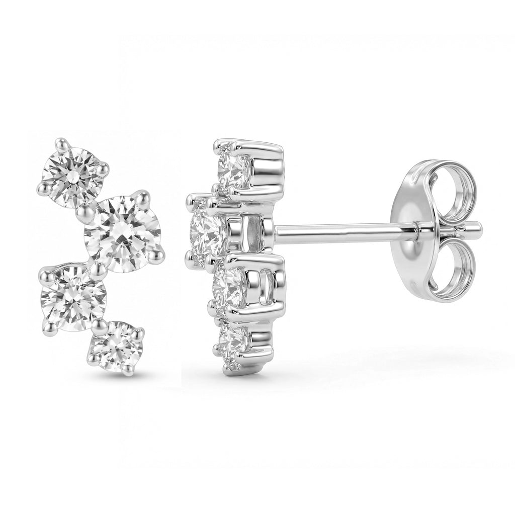 BeBling 14K White Gold 4 Stone Diamond Stud Earrings side view