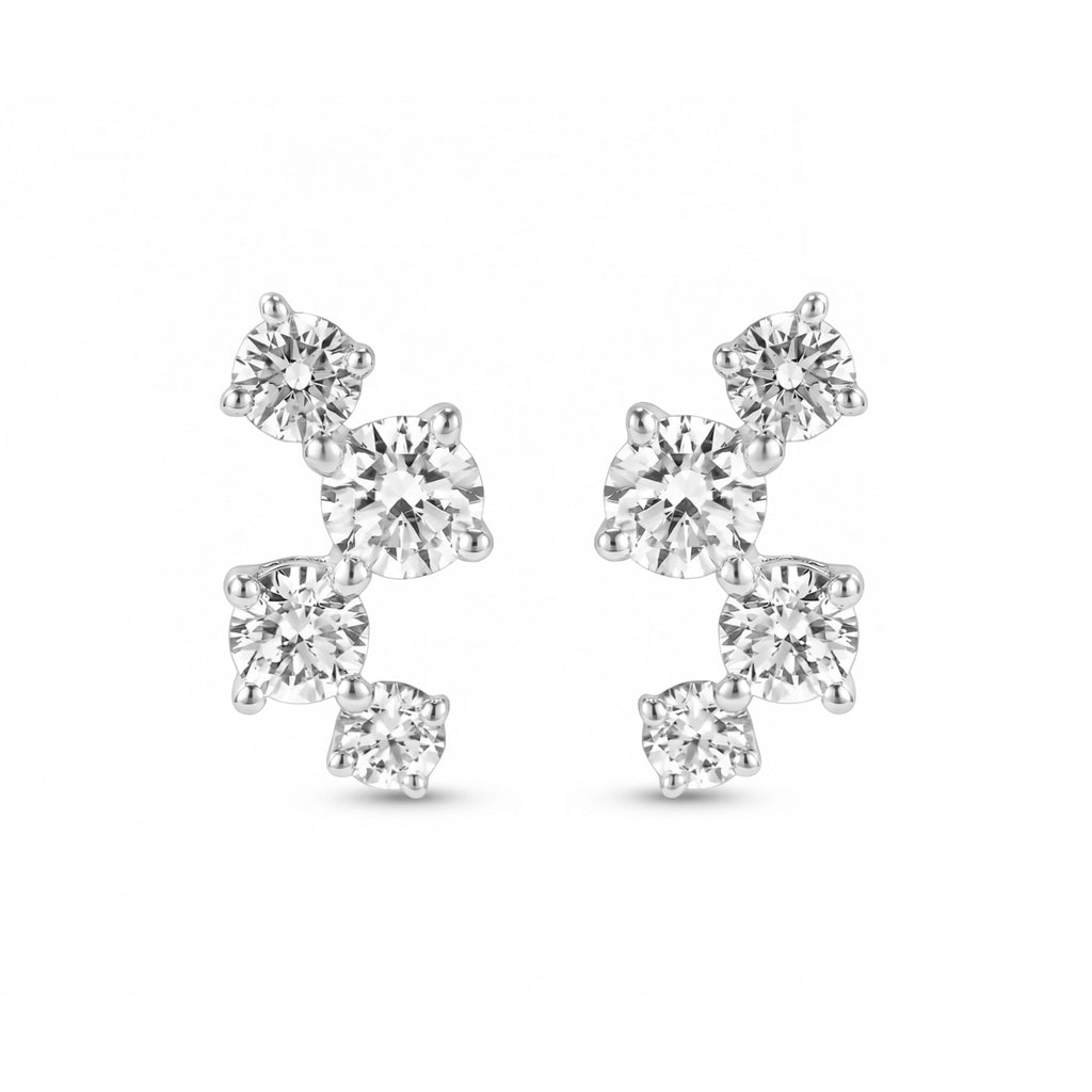 BeBling 14K White Gold 4 Stone Diamond Stud Earrings front view