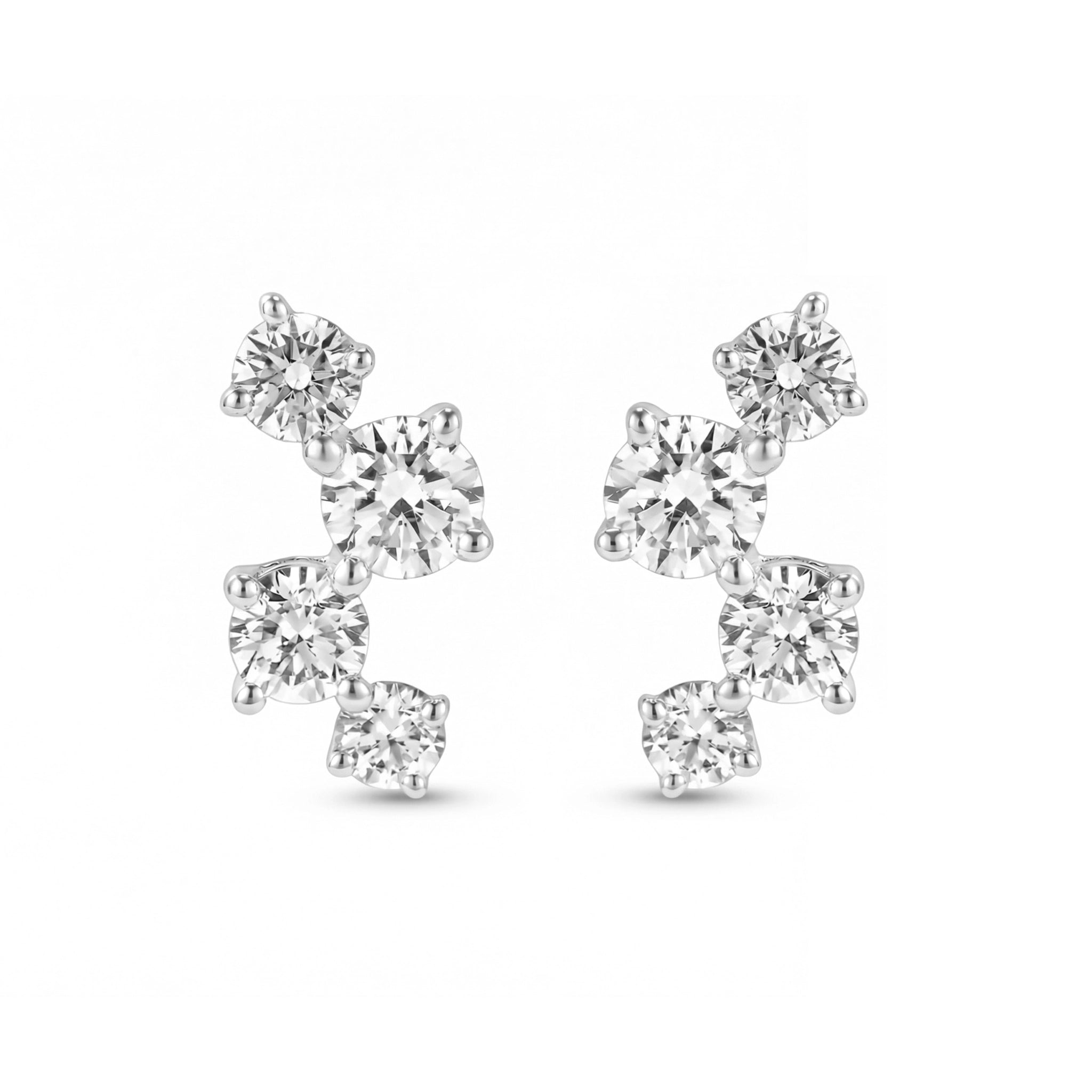 BeBling 14K White Gold 4 Stone Diamond Stud Earrings front view