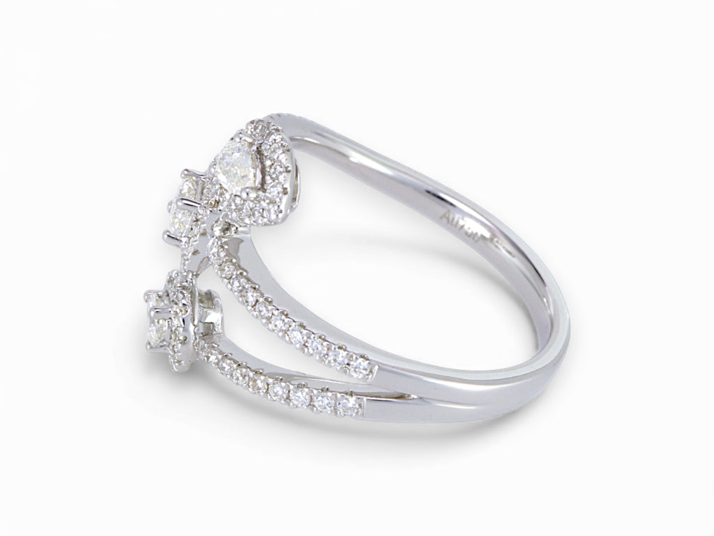 18K White Gold Baguette Pear Cut Diamond Anniversary Ring