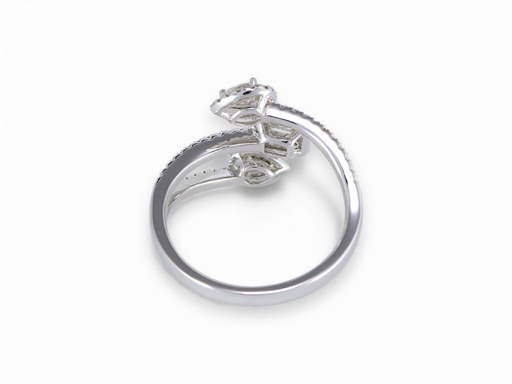 18K White Gold Baguette Pear Cut Diamond Anniversary Ring