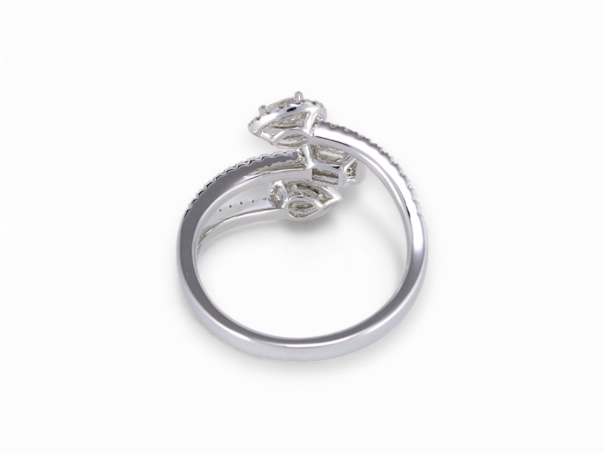 18K White Gold Baguette Pear Cut Diamond Anniversary Ring