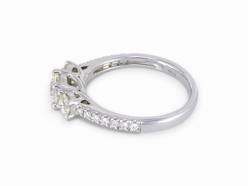 18K White Gold 3 Stone Diamond Engagement Ring
