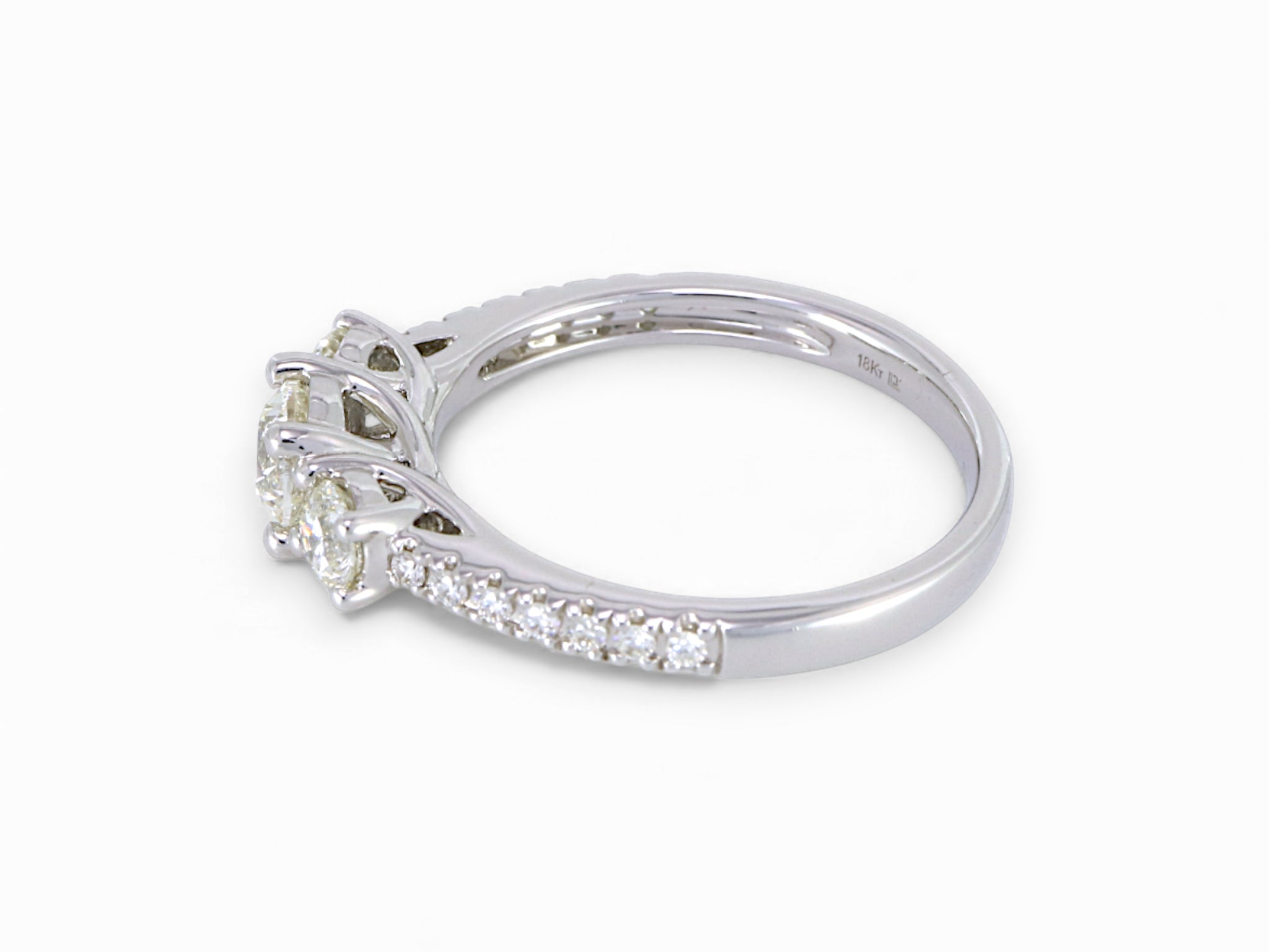 18K White Gold 3 Stone Diamond Engagement Ring