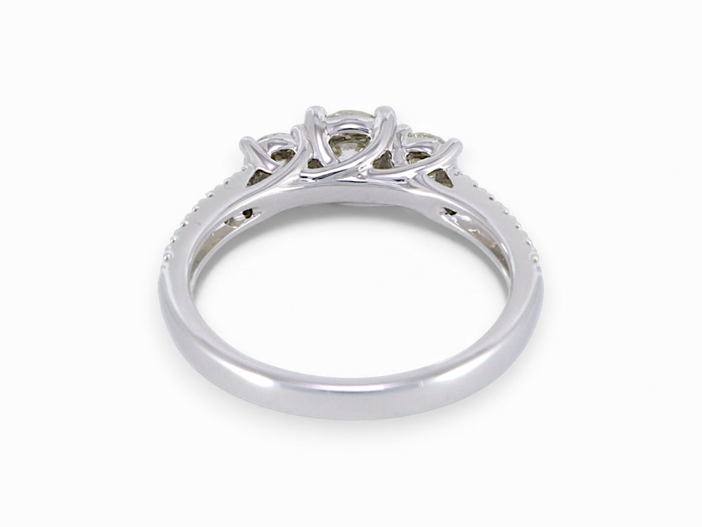 18K White Gold 3 Stone Diamond Engagement Ring