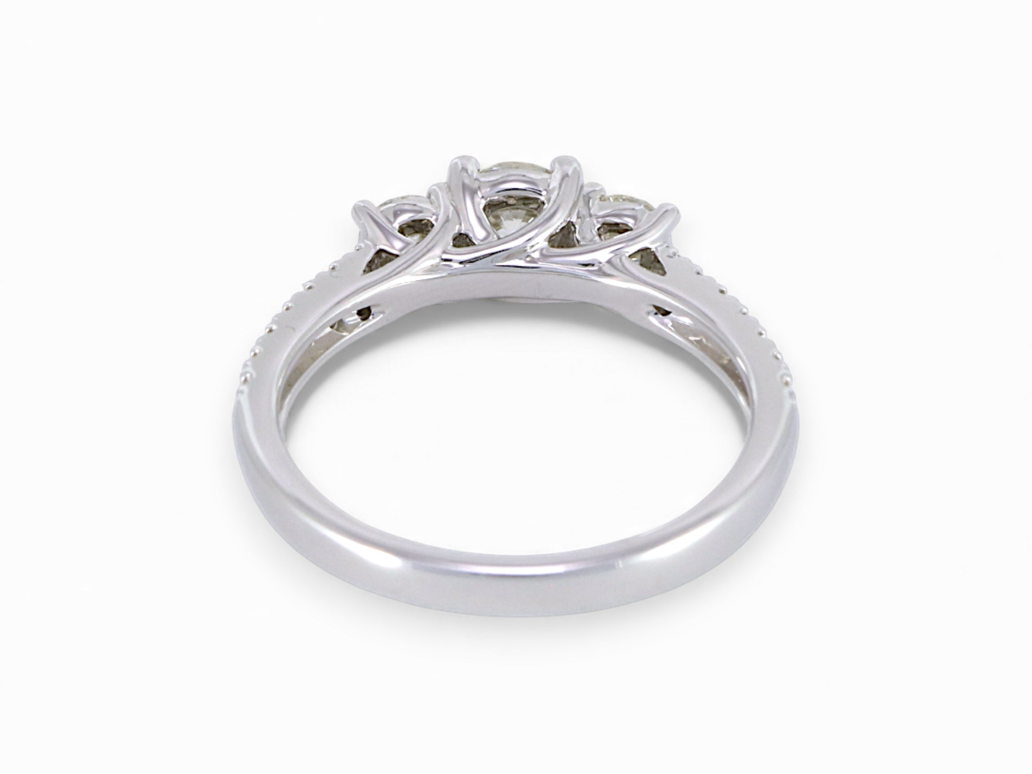 18K White Gold 3 Stone Diamond Engagement Ring