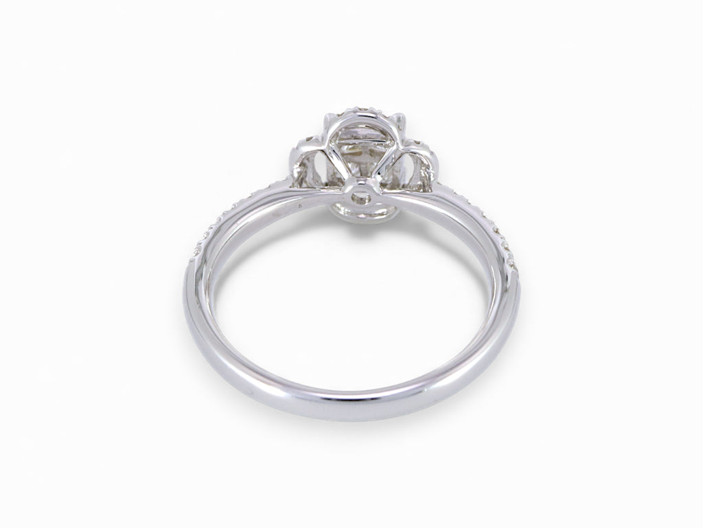 18K White Gold Clover Princess Cut Diamond Ring