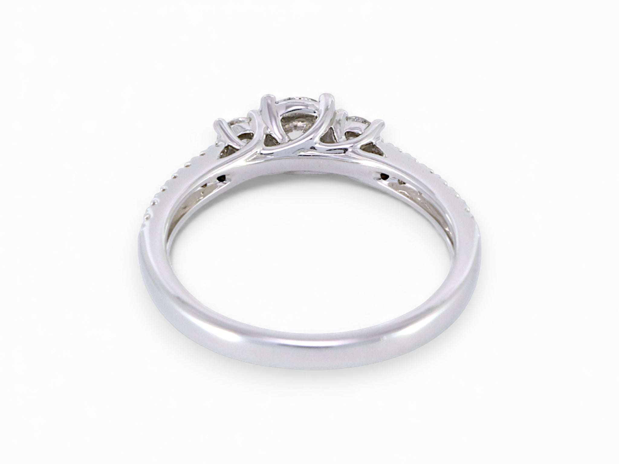 18K White Gold 3 Stone Diamond Engagement Ring