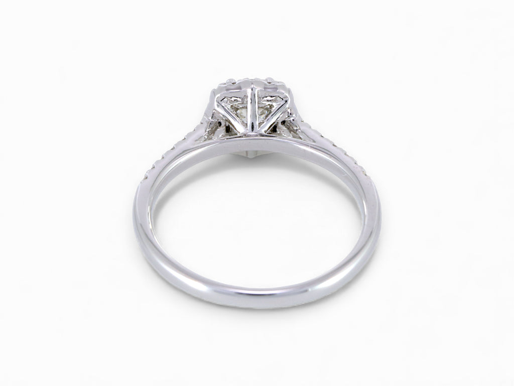18K White Gold Cushion Cut Diamond Halo Engagement Ring