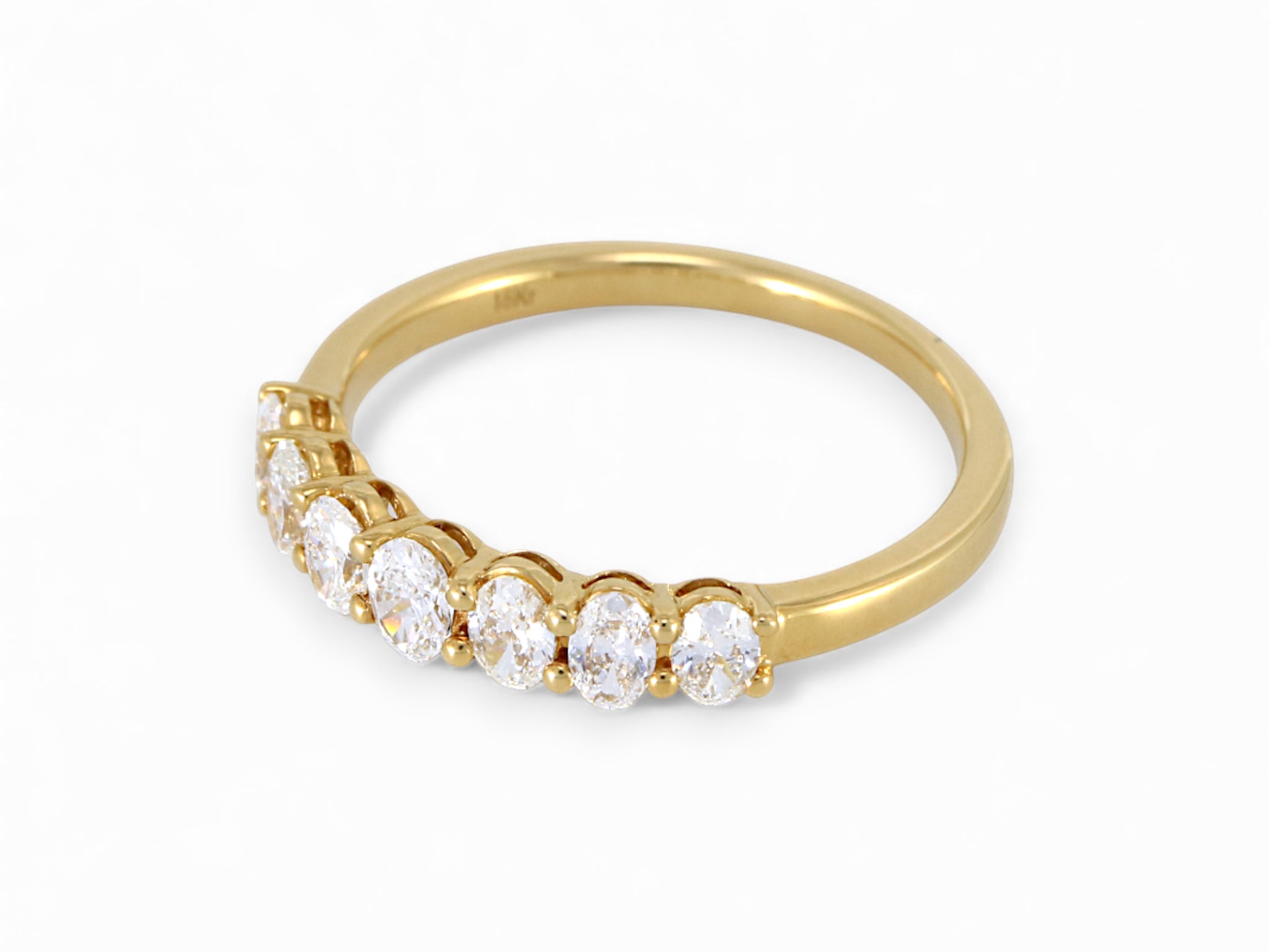 18K Yellow Gold 7 Stone Oval Cut Diamond Half Eternity Ring