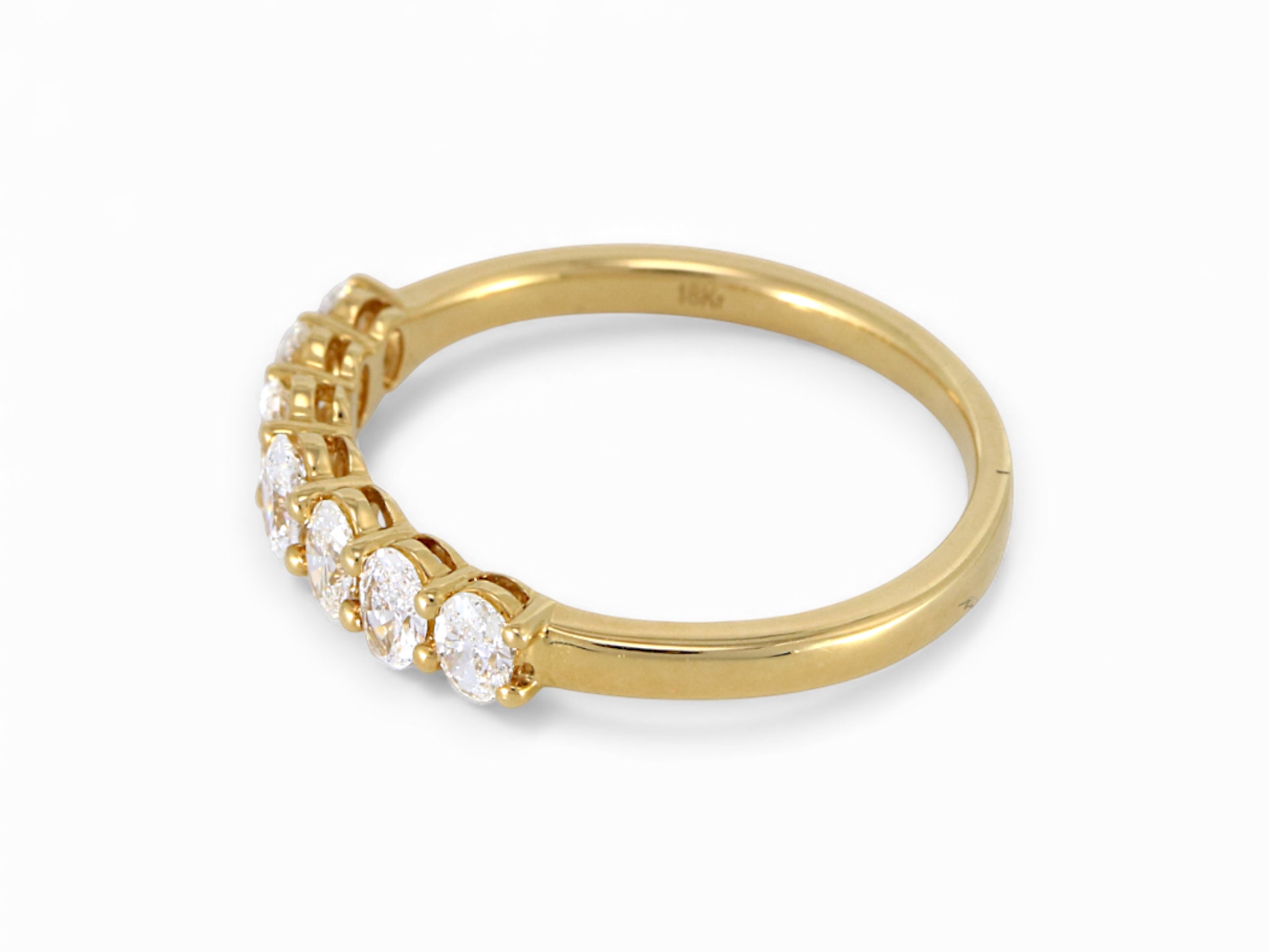 18K Yellow Gold 7 Stone Oval Cut Diamond Half Eternity Ring