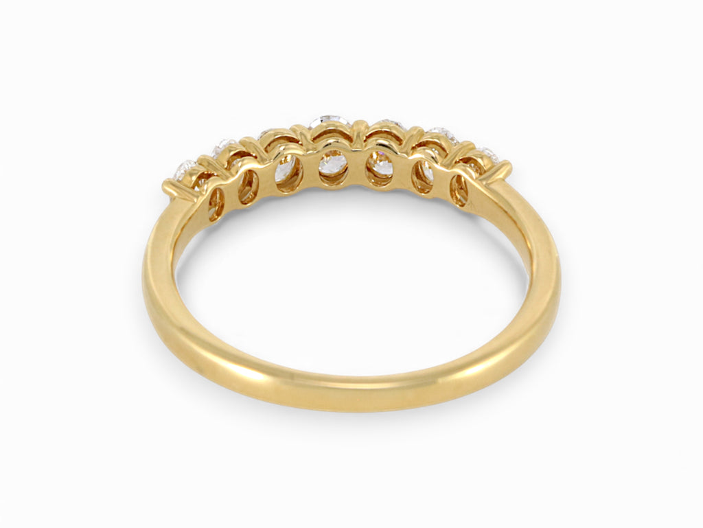 18K Yellow Gold 7 Stone Oval Cut Diamond Half Eternity Ring