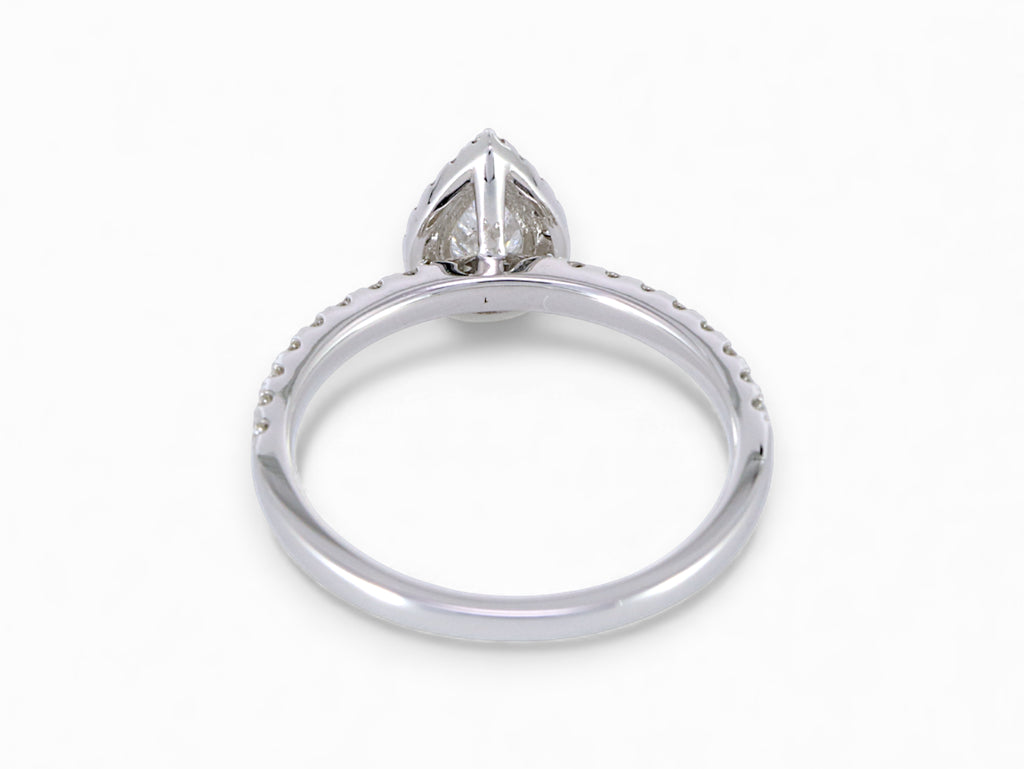 18K White Gold Pear Cut Diamond Halo Engagement Ring