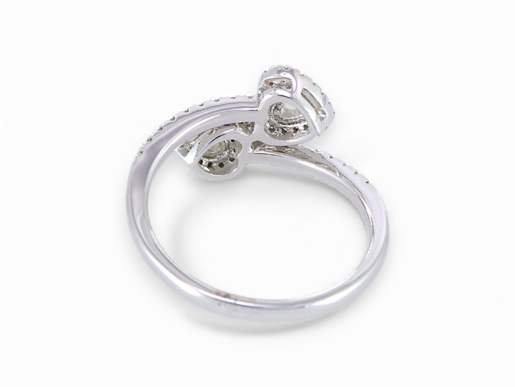 18K White Gold Double Heart Diamond Ring