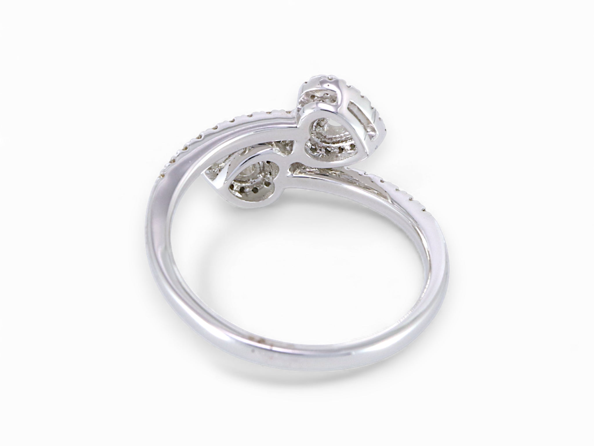 18K White Gold Double Heart Diamond Ring